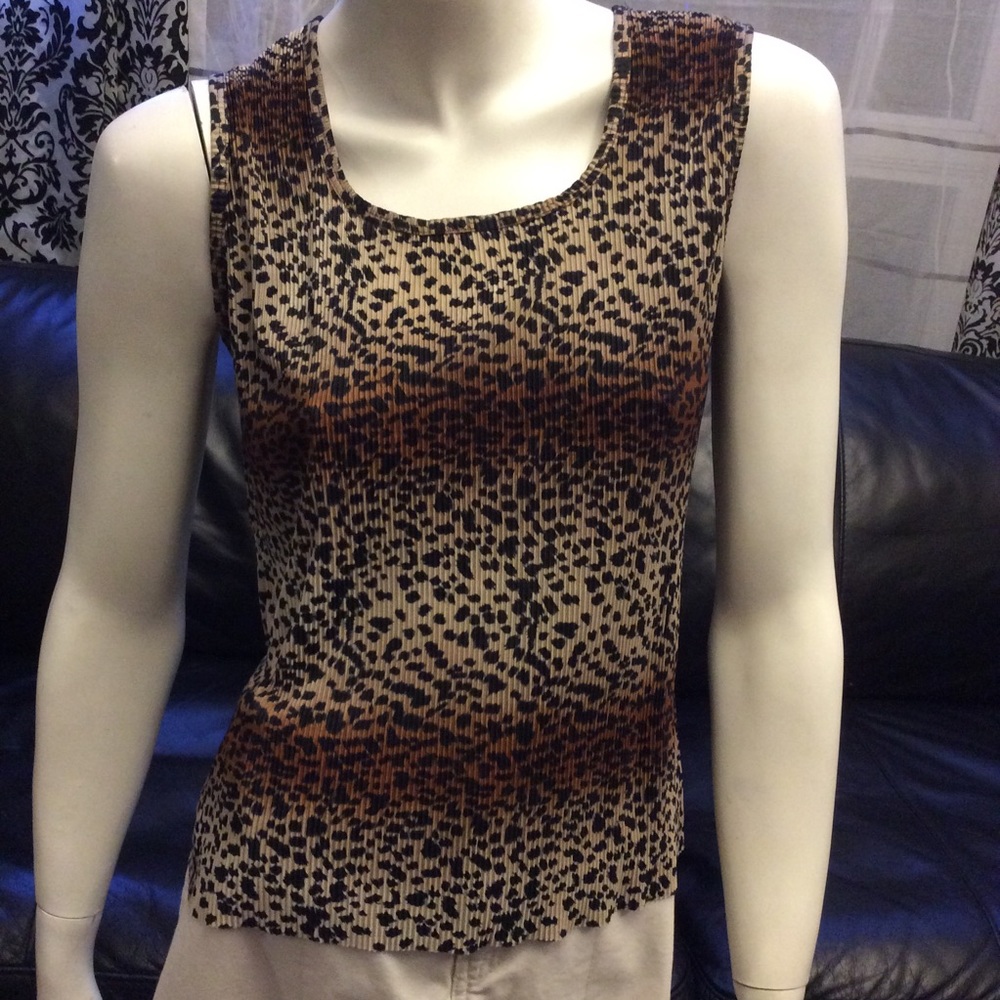 Vintage 90’s leopard print and striped chiffon top